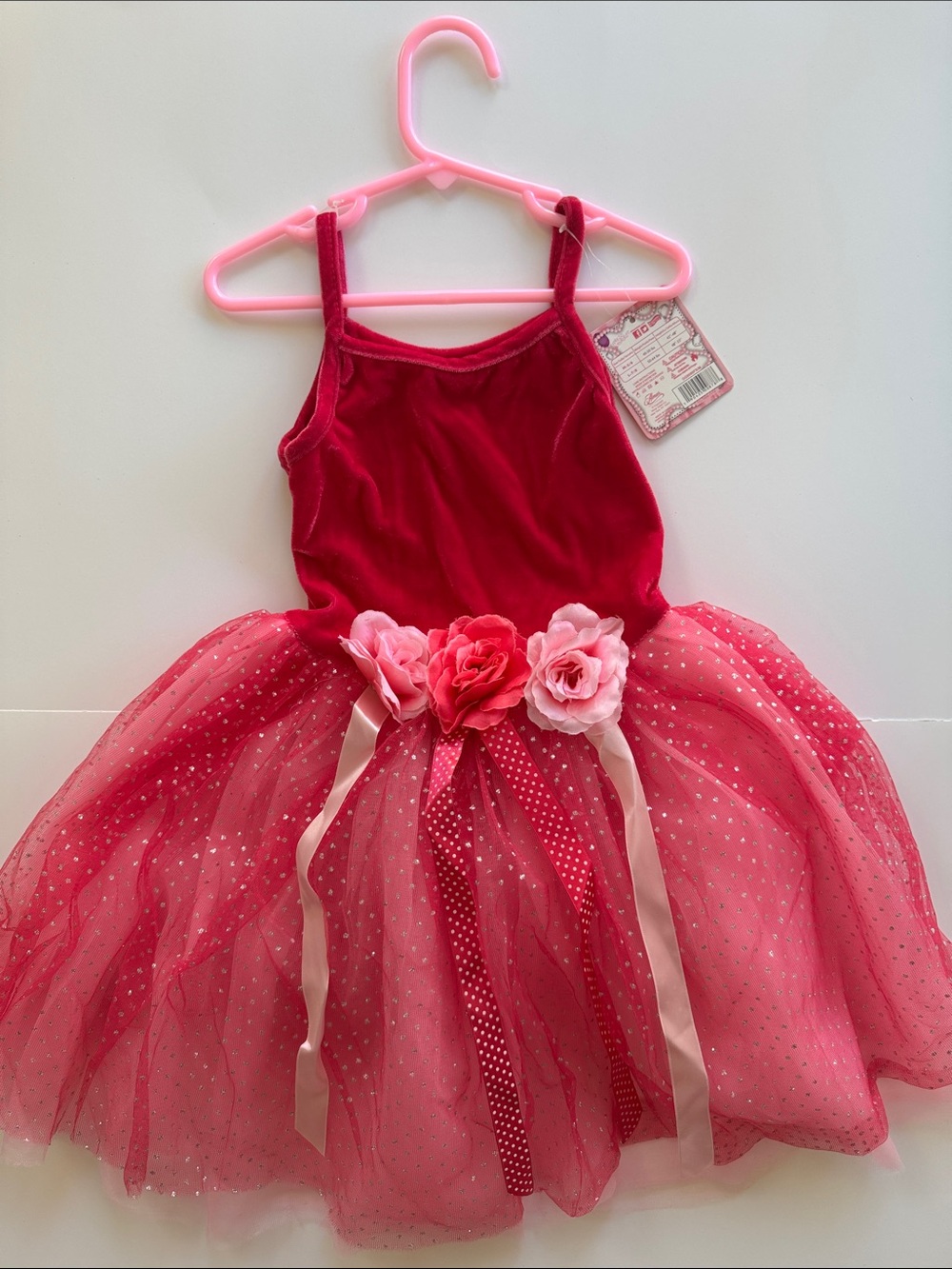 Girls Pink Floral Tutu Princess Costume Dress